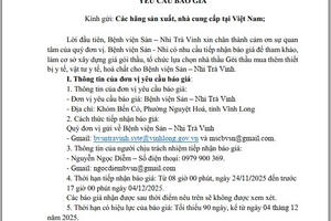 Yêu cầu báo giá Gói thầu mua thêm thiết bị y tế, vật tư y tế, hoá chất cho Bệnh viện Sản – Nhi Trà Vinh.